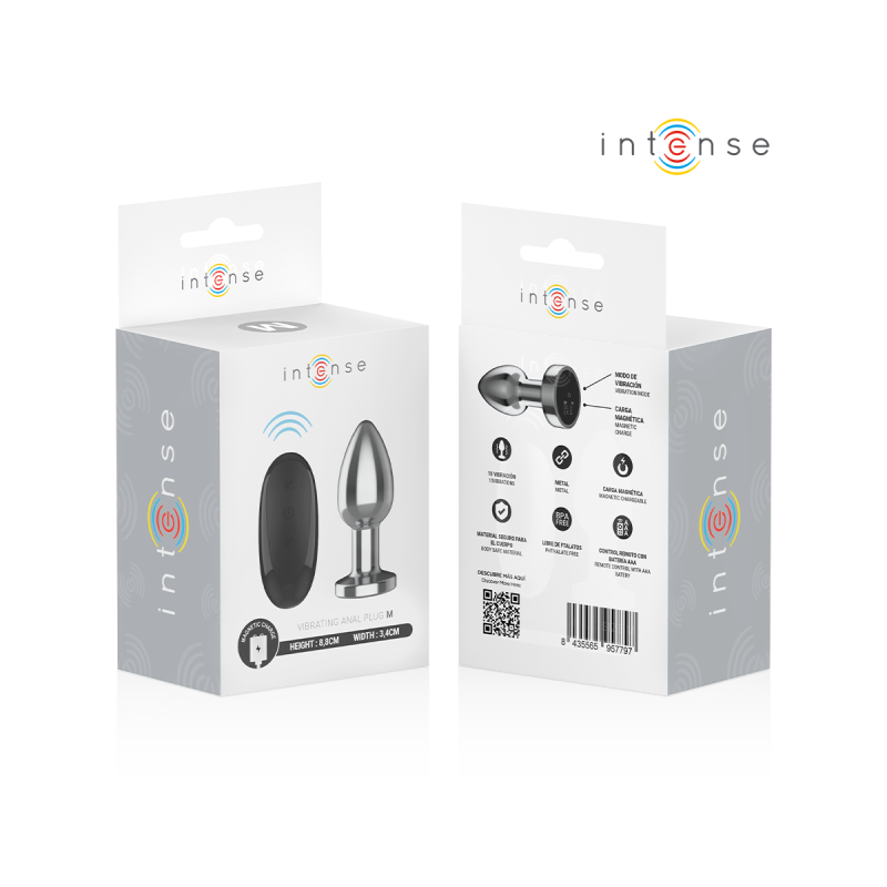 Intense - Plug Anal 10 Vibraciones Metal Con Control Remoto M |