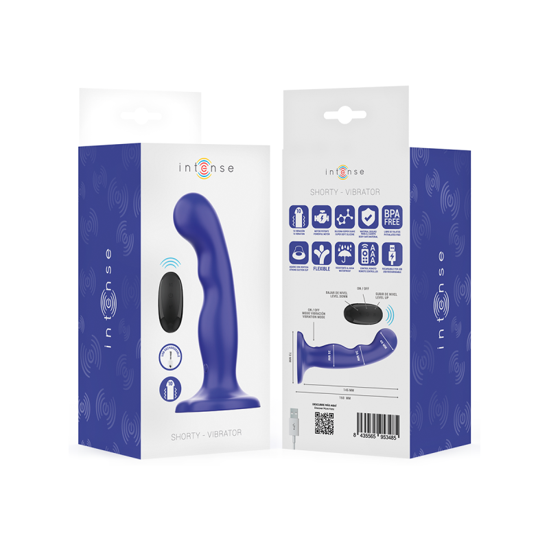 Intense - Shorty Vibrateur Avec Ventouse Télécommande Bleue |