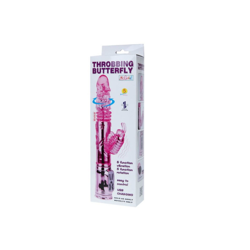 Baile - Vibrador Recargable Con Rotacion Y Estimulador Throbbing
