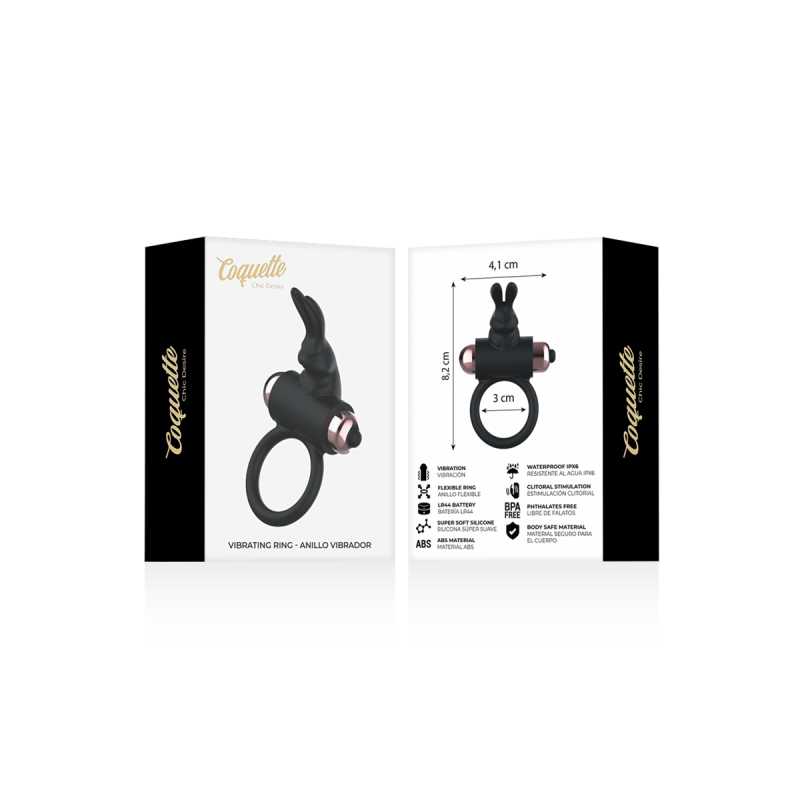 Coquette Chic Desire - Cock Ring Anillo Vibrador Negro / Gold |