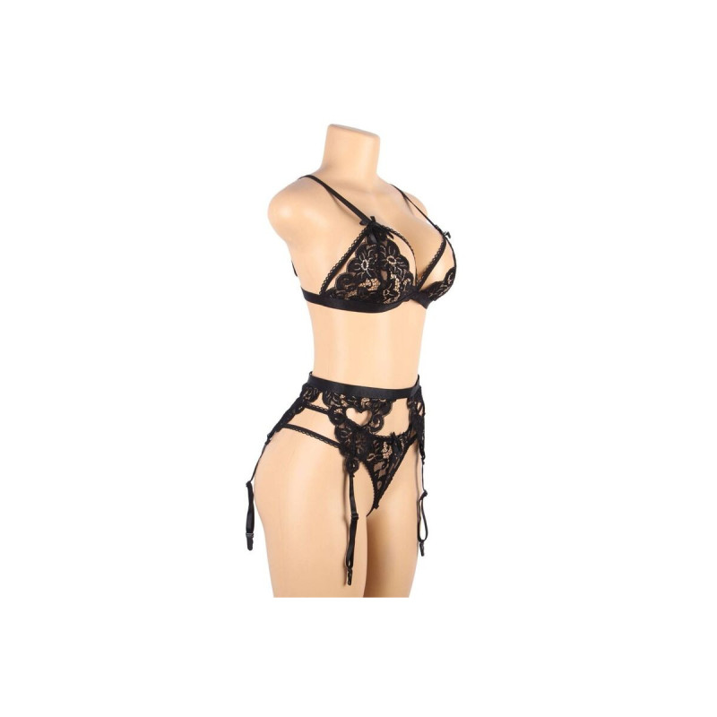 Subblime - Set Dreiteiliges Set Bh+ Strumpfgürtel + String S/M |