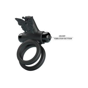 Pretty Love - Doble Anillo Vibrador Con Estimulador Negro | Vybes.it