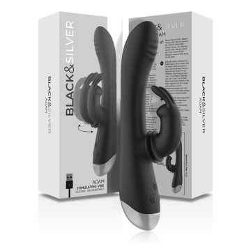 BLACK&SILVER - DJ. ADAM ESTIMULADOR RABBIT SILICONA RECARGABLE NEGRO