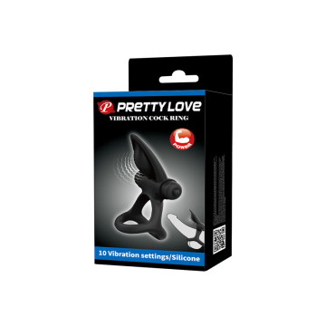 Pretty Love - Anillo Vibrador 10 Vibraciones Silicona Negro |