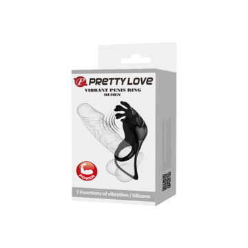 Pretty Love - Ruben Anillo Vibrador 7 Vibraciones Silicona Negro |