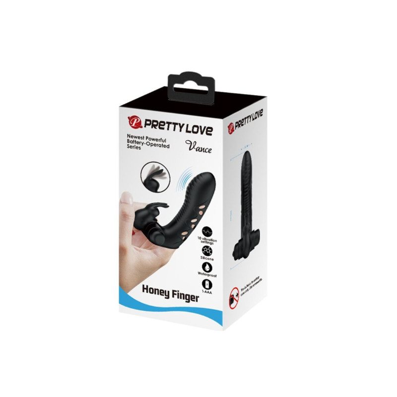 Pretty Love - Vance Funda Dedo Vibrador Conejo Negro | Vybes.it
