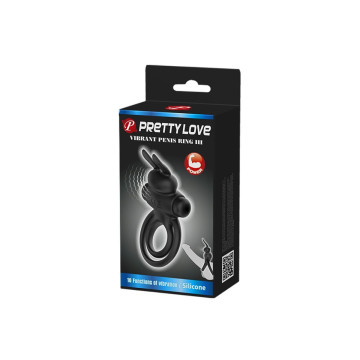 Pretty Love - Anneau De Lapin Vibrator Iii Pour Pénis Noir |