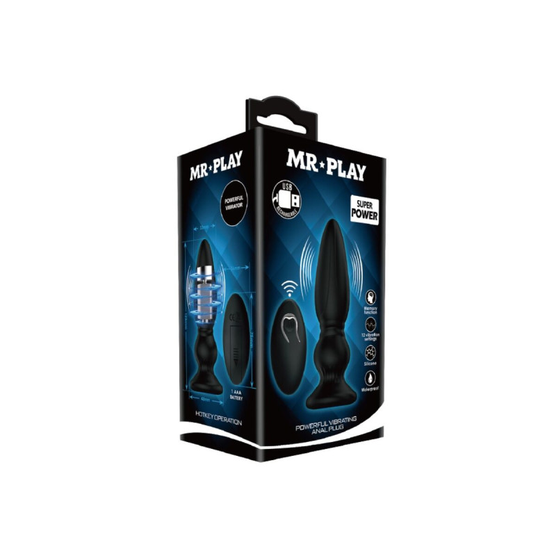 Mr Play - Puissant Vibrateur Télécommande Plug Anal Noir | Vybes.it