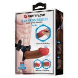 PRETTY LOVE - STARKS HARNESS BRIEFS VIBRACIÓN MULTI-VELOCIDAD DILDO 17,5 CM MULATO