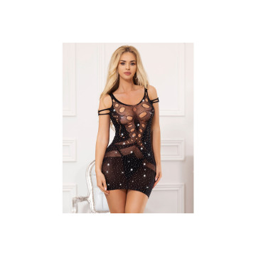 SUBBLIME - 952198 VESTIDO DE REJILLA CON DIAMANTES BRILLANTES NEGRO TALLA ÚNICA