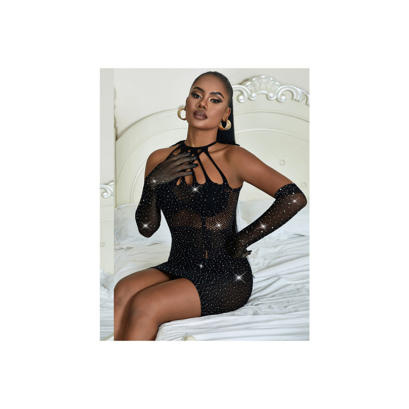 Subblime - 952235 Netzkleid Mit Strass Schwarz Einheitsgrösse |