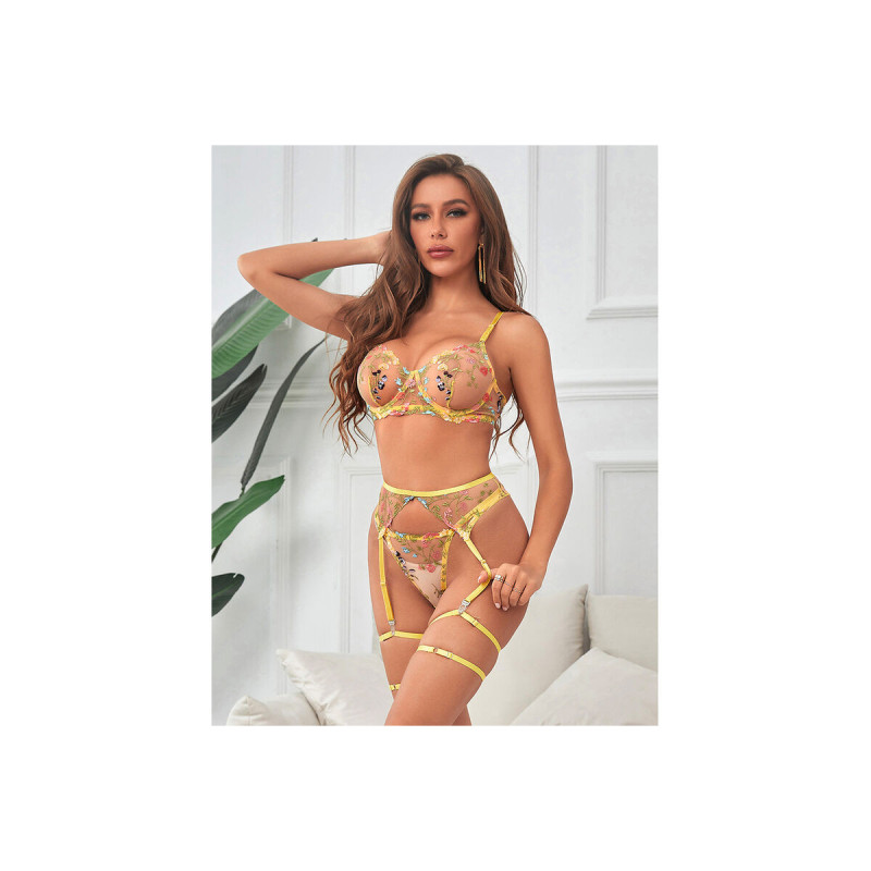 Subblime - 954352 Sujetador + Tanga + Ligueros Diseño Floral