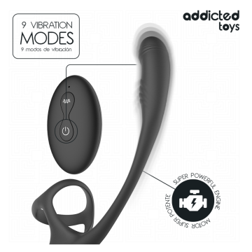 ADDICTED TOYS - PLUG ANAL AVEC VIBRATION, ONDULATION À 360° ET STIMULATEUR DE TESTICULES