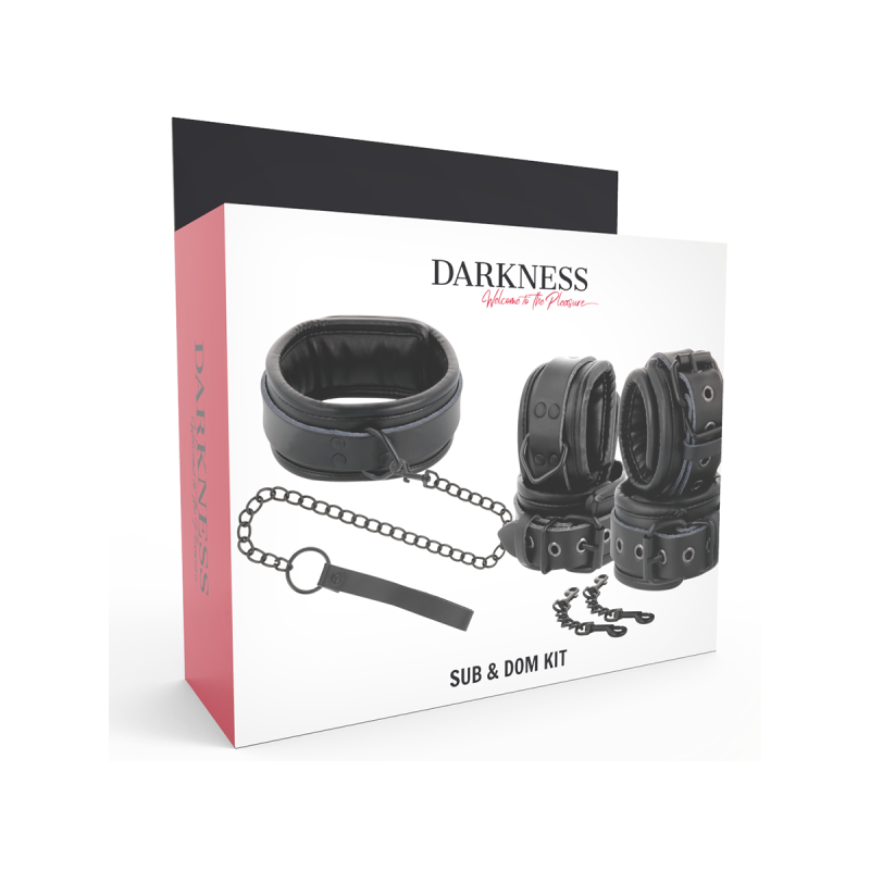 Darkness - Esposas Y Collar De Cuero Negro | Vybes.it