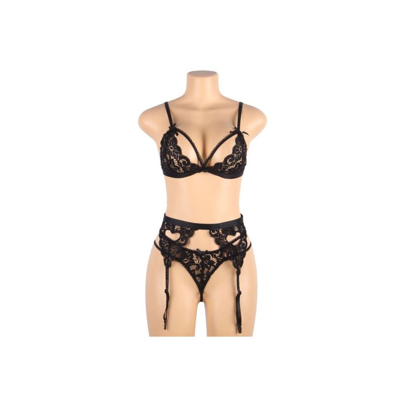 Subblime - Set Dreiteiliges Set Bh+ Strumpfgürtel + String S/M |