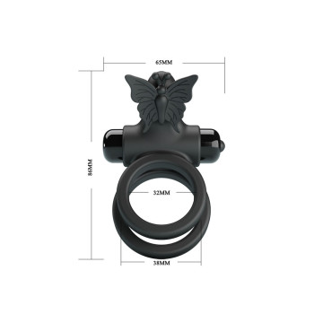 Pretty Love - Doble Anillo Vibrador Con Estimulador Negro | Vybes.it