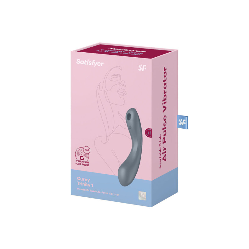 SATISFYER - CURVE TRINITY 1 AIR PULSE VIBRATION GREY - SATISFYER AIR…