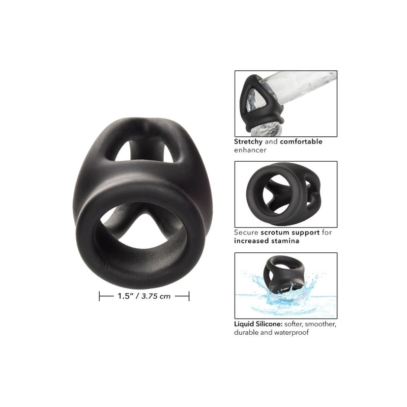 CALEXOTICS - ALPHA ANELLO DUAL CAGE NERO - Cockring senza vibrazione