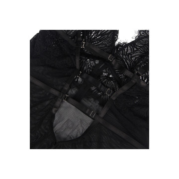 Subblime - Babydoll Con Tirantes Ajustables De Encaje Negro S/M |