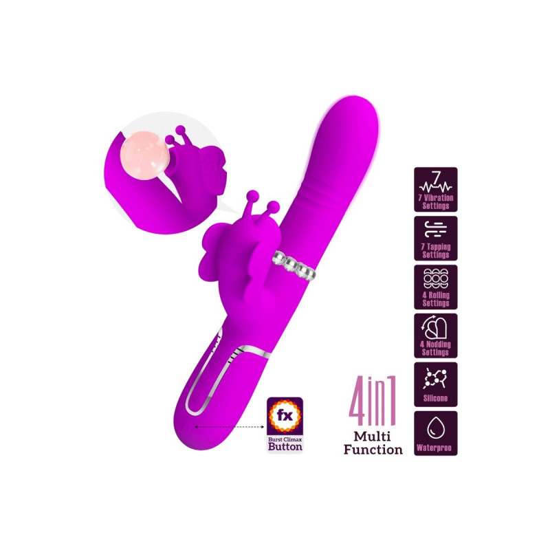 Pretty Love - Vibrador Rabbit Multifunción 4 En 1 Mariposa Fucsia |