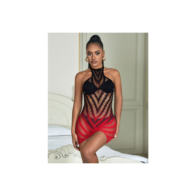 Subblime - 952242 Robe Résille Élastique Dégradé Rouge Et Noir