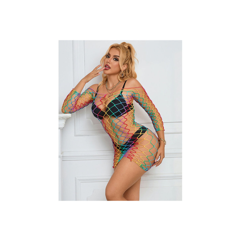 SUBBLIME - 952426 VESTITO A RETE MANICA LUNGA ARCOBALENO TAGLIA UNICA…