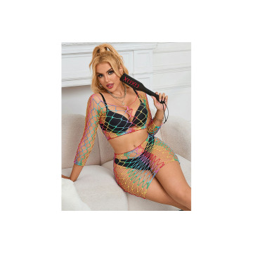 SUBBLIME - 952440 2-TEILIGER NETZ-SATZ LANGARM REGENBOGEN EINE GRÖSSE…