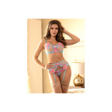 Subblime - 954109 Sujetador + Panties Con Liguero Diseño Floral
