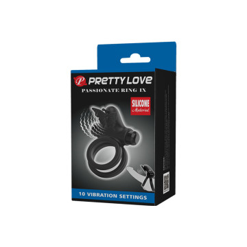 Pretty Love - Doble Anillo Vibrador Con Estimulador Negro | Vybes.it