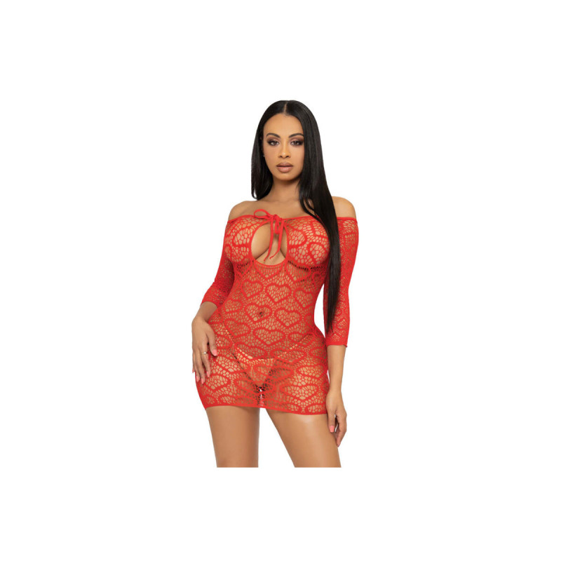 Leg Avenue - Heart Net Minikleid Eine Grösse - Rot | Vybes.it