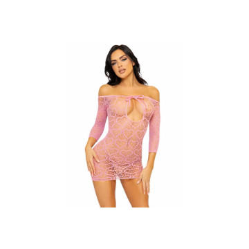 Leg Avenue - Heart Net Minikleid Eine Grösse - Rosa | Vybes.it