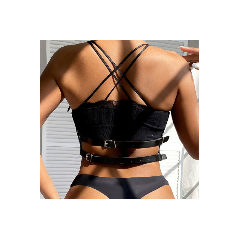 Subblime - Arnés De Pecho Anillas De Cuero Negro Talla Única |