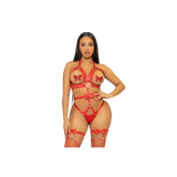 Leg Avenue - Kink Teddy Arnés Con Tachuelas Talla S - Rojo |