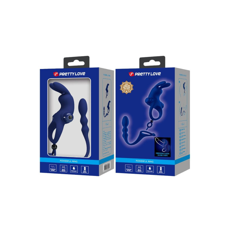 Pretty Love - Ayad Anillo Vibrador Rabbit Con Plug Azul | Vybes.it