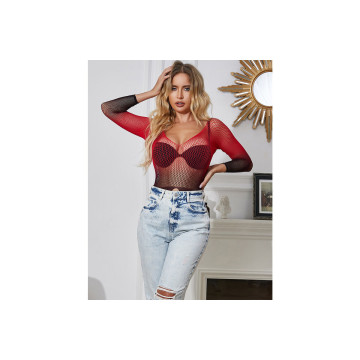 SUBBLIME - 952259 RED AND BLACK GRADIENT LONG SLEEVE ELASTIC FISHNET…