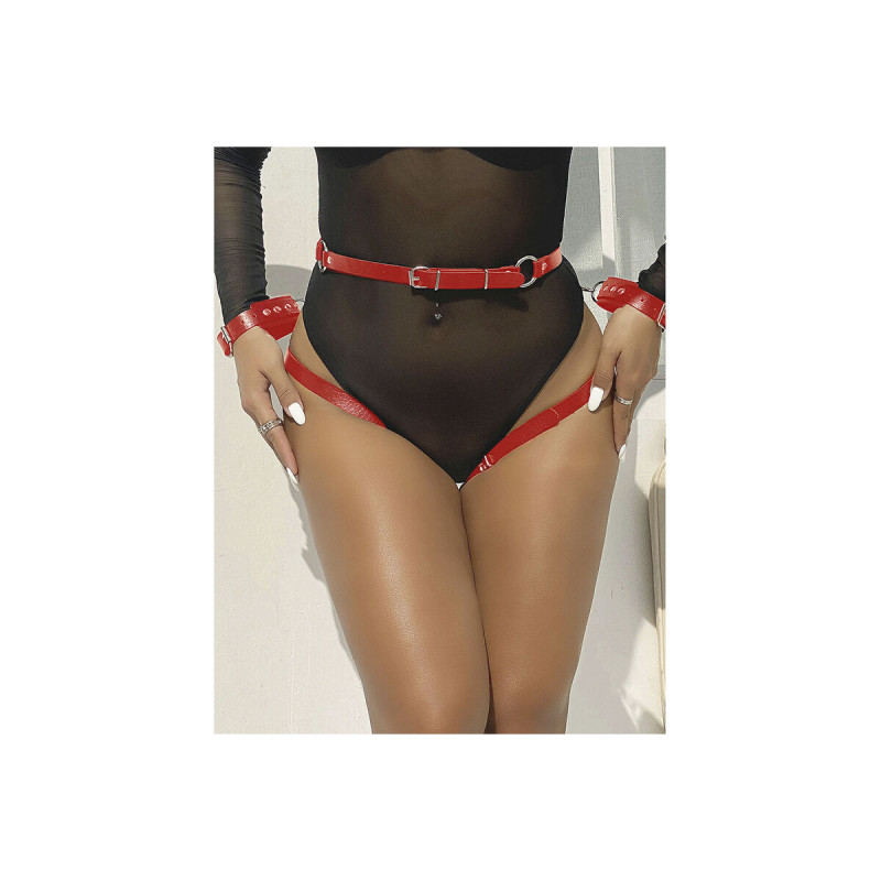 Subblime - 953706 Esposas Con Cinturón Bondage Rojo Talla Única |