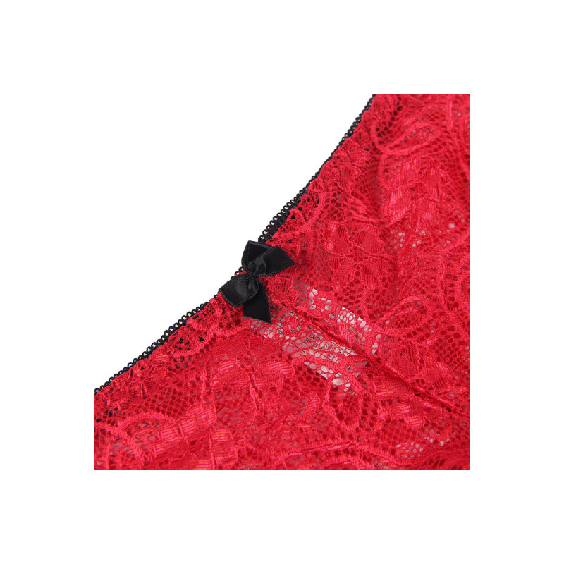 Subblime - 953904 Nachthemd + Höschen Aus Seide Und Spitze Rot L/Xl