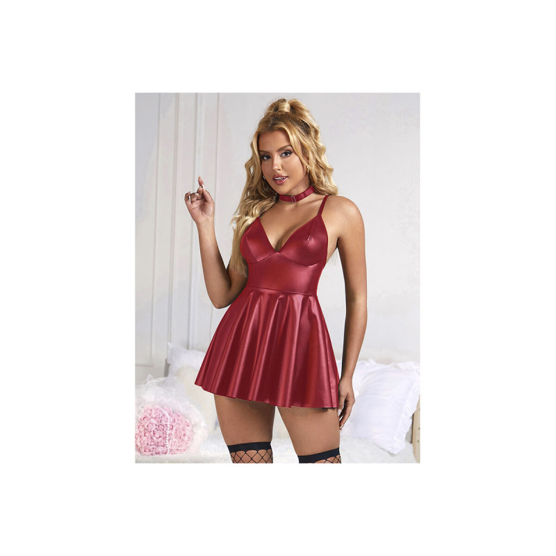 Subblime - 955403 Kleid Mit Burgunderroten Lederträgern L/Xl |