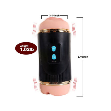 SHEQU - KAY MASTURBADOR DOBLE CON VIBRACIÓN DUAL BOCA Y VAGINA