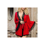 Subblime - Bata Tela Transparente Detalle Encaje Rojo S/M | Vybes.it