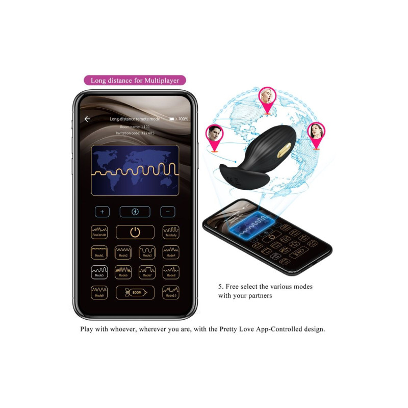 Pretty Love - Jefferson Plug Anal Controlado Por App Negro |
