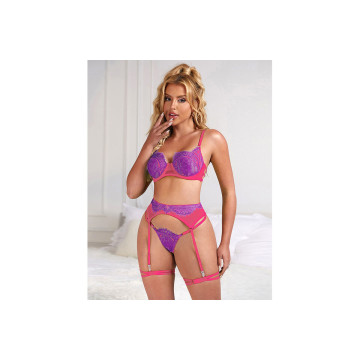 Subblime - 955359 Set Sujetador Con Encaje Y Ligueros Rosa Y Morado