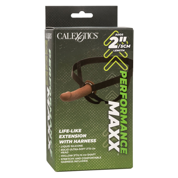 CALEXOTICS - EXTENSION PERFORMANCE MAXX RÉALISTE AVEC HARNAIS PEAU MARRON