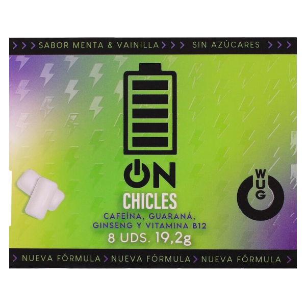 WUG On – Énergie instantanée en chewing-gum, blister de 8 unités