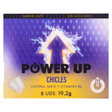 Chewing-gum énergisant WUG Power Up - Pour la concentration et l'endurance - Plaquette thermoformée de 8 unités