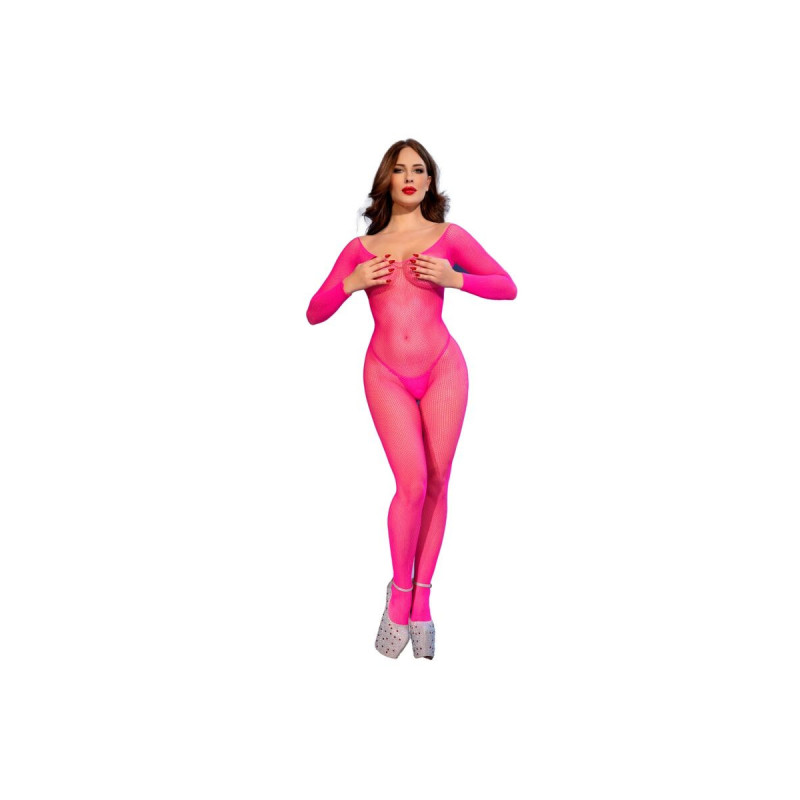 Chilirose - Cr 4894 Bodystocking Malla Rosa Neon S/M | Vybes.it