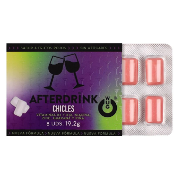 WUG After Drink – La gomma da masticare funzionale che ti aiuta a recuperare le energie dopo una serata fuori. BLISTER DA 8 PEZZ
