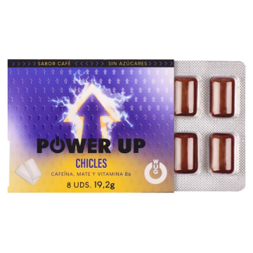 Chewing-gum énergisant WUG Power Up - Pour la concentration et l'endurance - Plaquette thermoformée de 8 unités