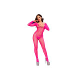 Chilirose - Cr 4894 Bodystocking En Réseille Rose Néon S/M |