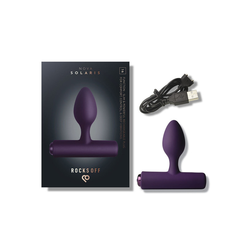 Rocks - Off - Nova Solaris Plug Anal Fino Recargable 16 Funciones